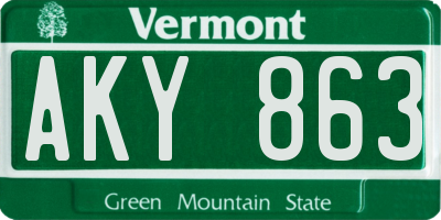 VT license plate AKY863