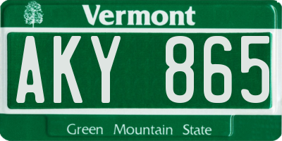 VT license plate AKY865