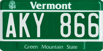 VT license plate AKY866