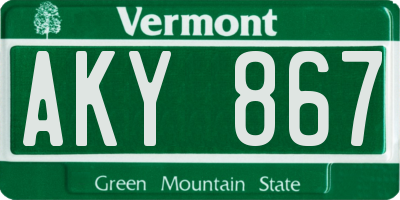 VT license plate AKY867