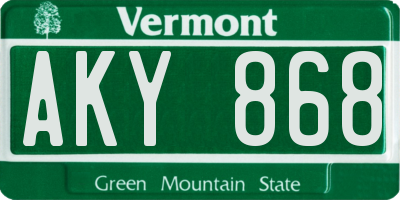 VT license plate AKY868