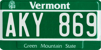 VT license plate AKY869