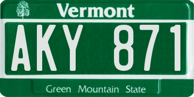 VT license plate AKY871
