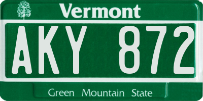 VT license plate AKY872