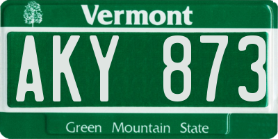 VT license plate AKY873