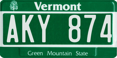 VT license plate AKY874
