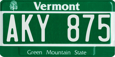 VT license plate AKY875
