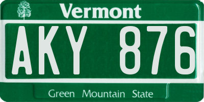 VT license plate AKY876