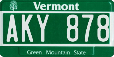 VT license plate AKY878