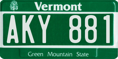 VT license plate AKY881
