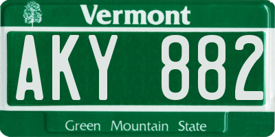 VT license plate AKY882