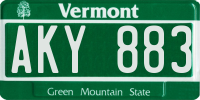 VT license plate AKY883