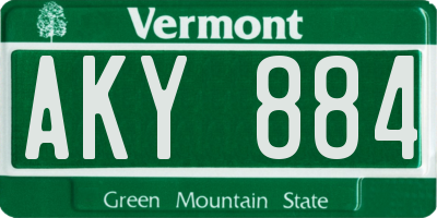 VT license plate AKY884