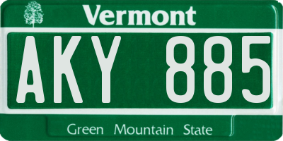 VT license plate AKY885