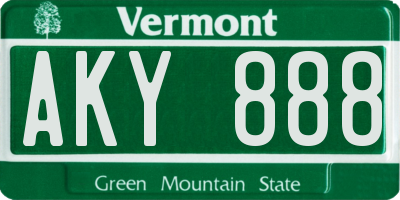 VT license plate AKY888