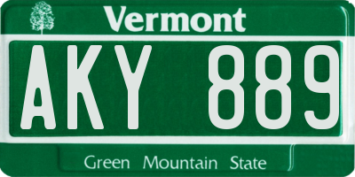 VT license plate AKY889