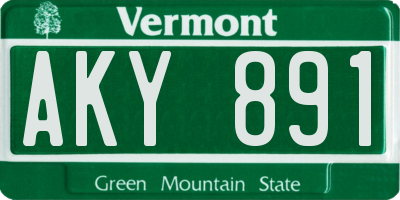 VT license plate AKY891