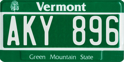 VT license plate AKY896