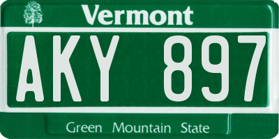 VT license plate AKY897