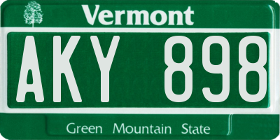 VT license plate AKY898