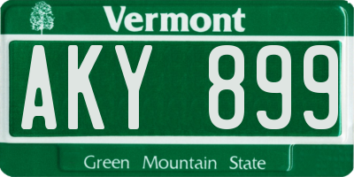 VT license plate AKY899