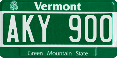 VT license plate AKY900