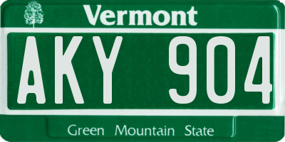VT license plate AKY904
