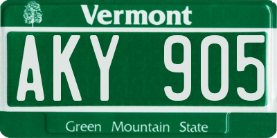 VT license plate AKY905