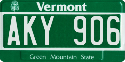 VT license plate AKY906