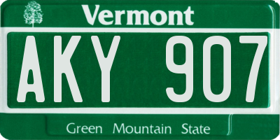 VT license plate AKY907