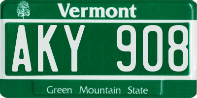 VT license plate AKY908