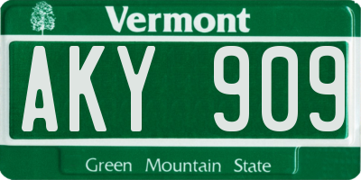 VT license plate AKY909