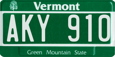 VT license plate AKY910