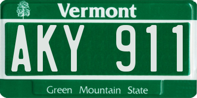 VT license plate AKY911
