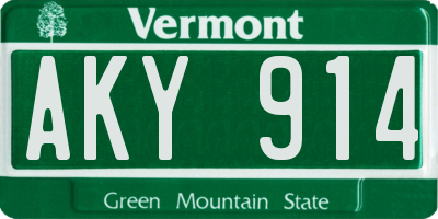 VT license plate AKY914
