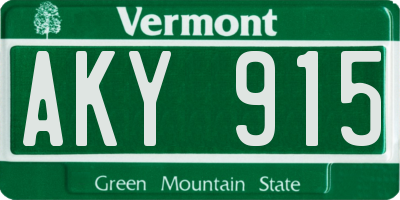 VT license plate AKY915