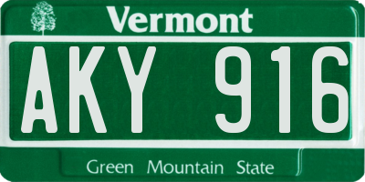 VT license plate AKY916