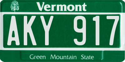 VT license plate AKY917