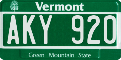 VT license plate AKY920