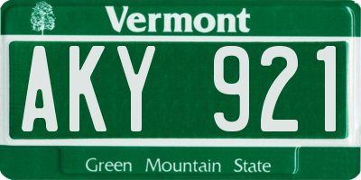 VT license plate AKY921