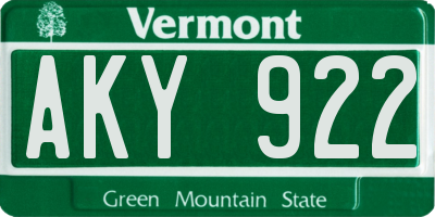 VT license plate AKY922