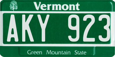 VT license plate AKY923