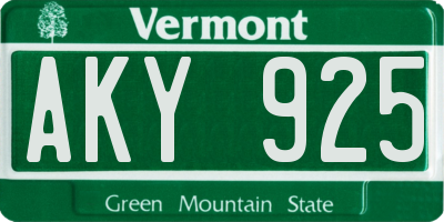 VT license plate AKY925