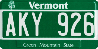 VT license plate AKY926