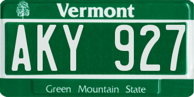 VT license plate AKY927