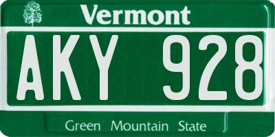VT license plate AKY928