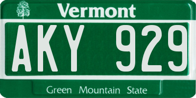 VT license plate AKY929