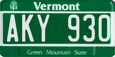 VT license plate AKY930