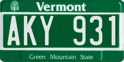 VT license plate AKY931