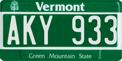 VT license plate AKY933